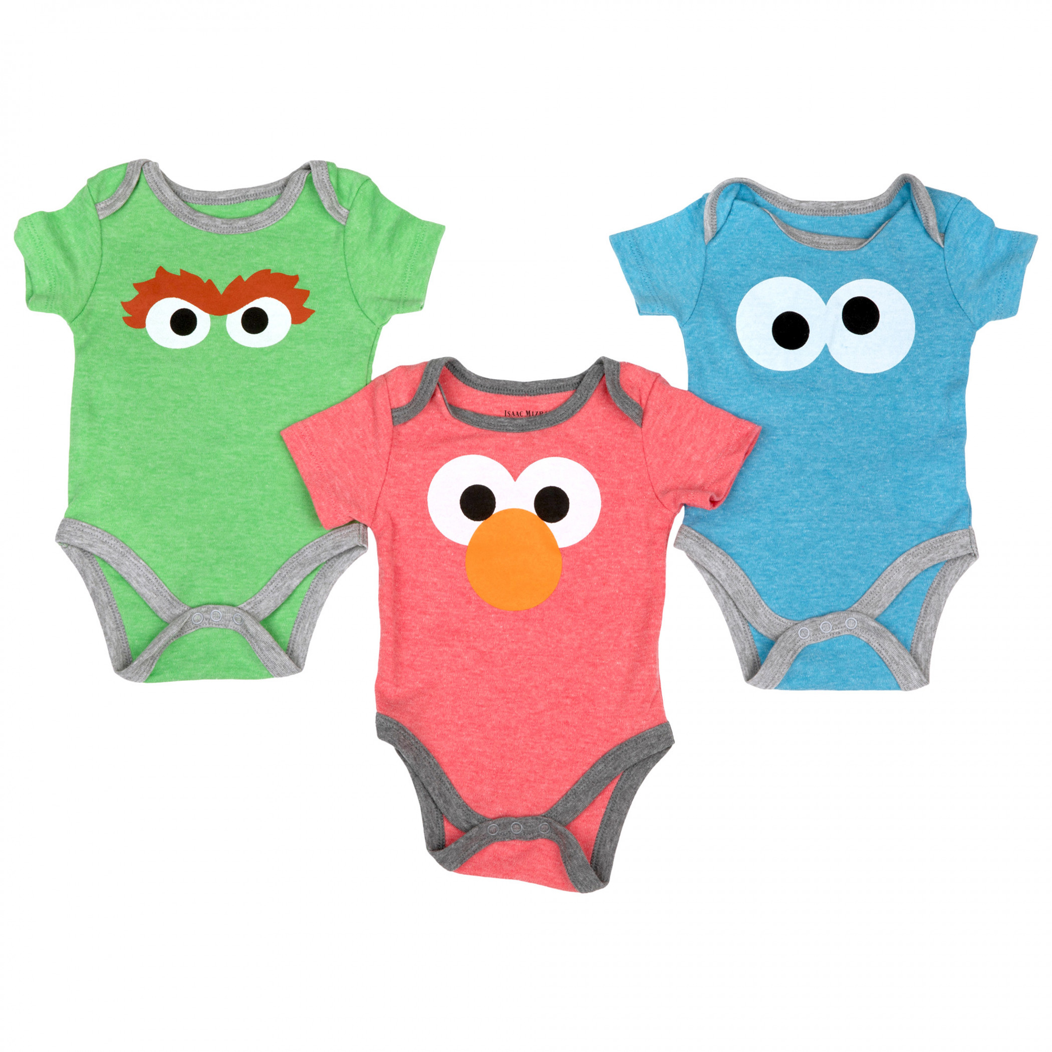 Sesame Street Elmo, Oscar, and Cookie Monster Infant Bodysuit 3-Pack